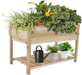 Raised Garden Bed Planter Box with Legs &amp Storage Shelf Wooden Elevated Vegetable Growing Bed for Flower/Herb/Backyard/Patio/Balcony 48.5x30x24.4in(colourless)