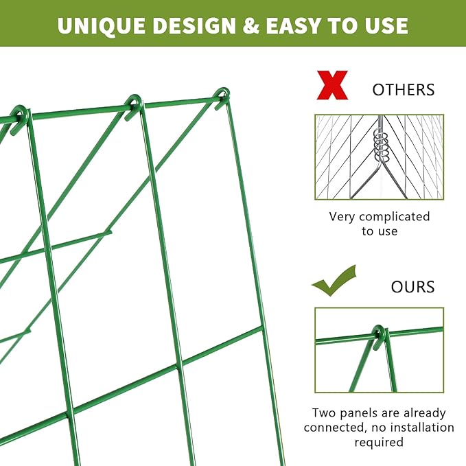 Cucumber Trellis 2 Pack Foldable A-Frame Garden Trellis for Raised Bed Garden Grow Support with Plant Support Clips Twist Ties Plastic Ties for CucumberTomato Climbing Plants and Flowers