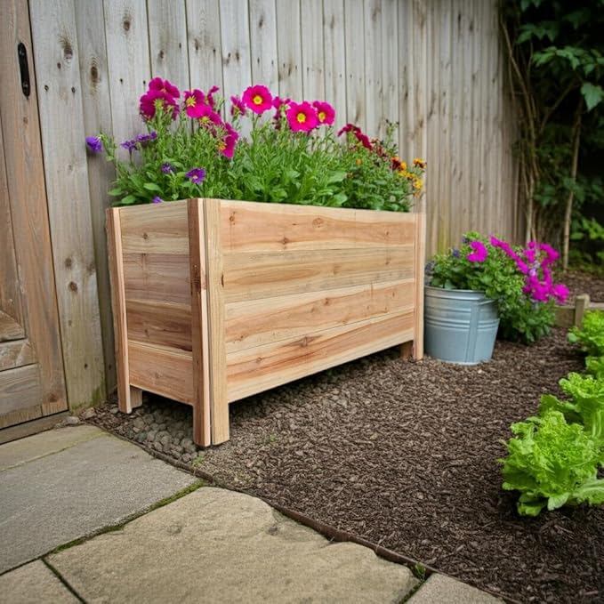 Tall Cedar Raised Garden Planter Box with Legs – Elevated Design for Comfortable Gardening Custom Sizes for Home Patio &amp Commercial Use (30 L x 16.5 W x 25 H)