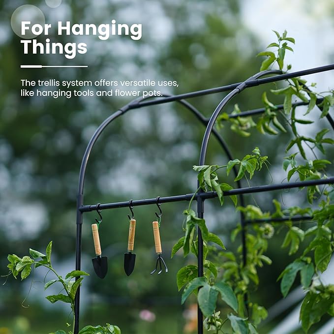 KING BIRD Raised Garden Bed with Arched Trellis Galvanized Planter Garden Box Outdoor for Gardening Climbing Vegetables Flowers 7.87x3.94x0.98 Ft Silver