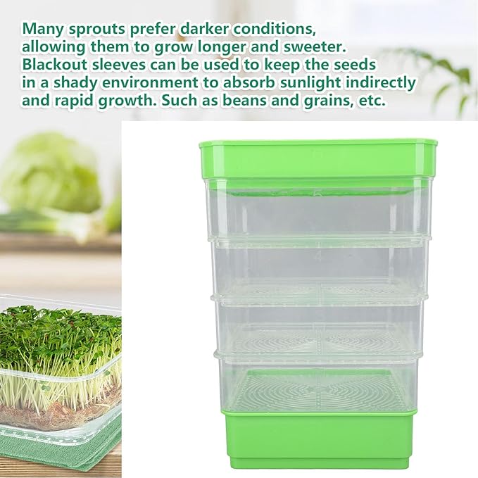 Stackable Sprouter Kit 4 Tier Sprouting Kit Microgreens Growing Tray for Small Kitchens Balconies Or Limited Home Growing Spaces (Without Sunshade)