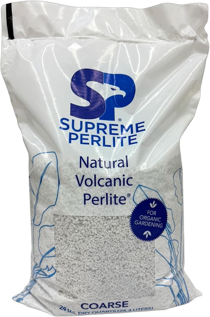 Supreme Perlite Coarse Horticultural Perlite for Potting Soil Seed Starting Propagation &amp Organic Gardening 24 Quart Bag - Improves Drainage and Soil Aeration for Indoor or Outdoor Plant Use