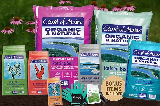 Coast of Maine PE1000 Penobscot Tree &amp Shrub Planting Mix 1 cf with My Garden Pool 7-in-1 Soil Test Strips 20 ct. and Claw Gardening Gloves