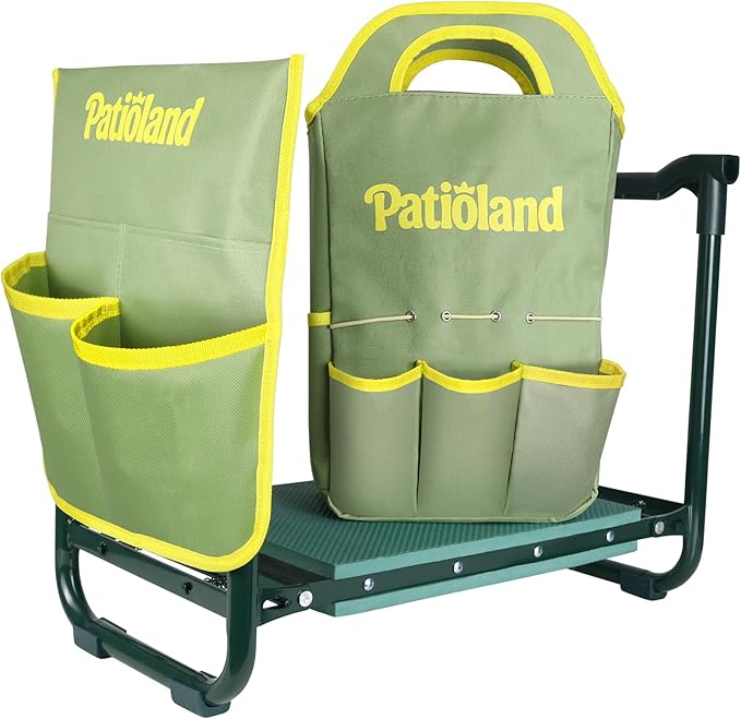 Garden Kneeler and Seat with 1 Gardening Tool Pouch and 1 Tool Bag 10.2 Widen Heavy Duty Thicken Soft Kneeling Pad Folding Garden Stool Outdoor Yard Work Seat Ideal Gardening Gifts for Mom Women