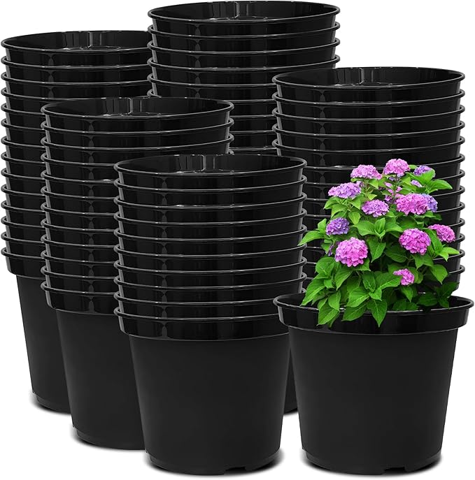 3 Gallon Plastic Nursery Pots 50 Pack 10 Inch Round Plant Pots with Drainage Holes Planting Pot for Outdoor Indoor Plants