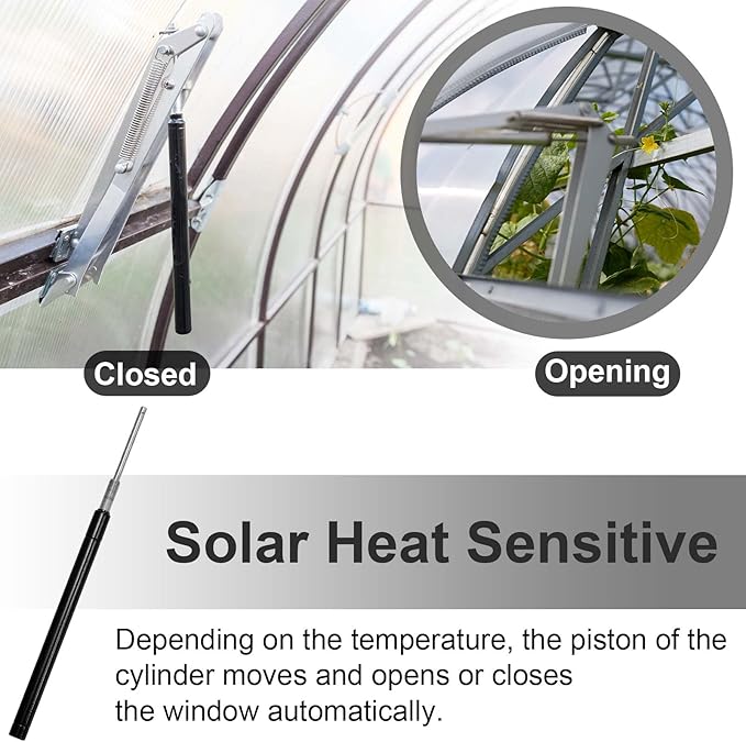 Amylove 2 Pcs Dual Spring Automatic Roof Vent Opener Greenhouse Accessories Solar Greenhouse Heater Sensitive Ventilation Kit Automatic Window Vent Opener Replacement for Gardening