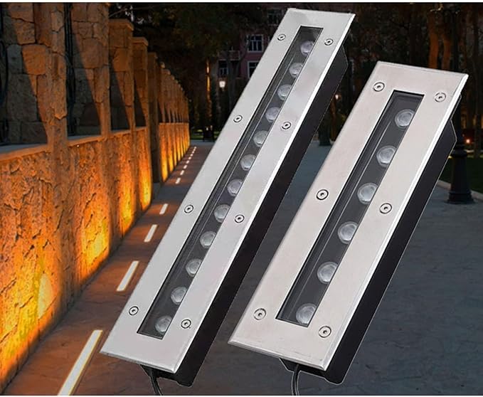 Rectangular Underground Light - IP65 Waterproof Recessed LED Landscape Lamp AC85-265V 5W Warm White &amp 3W Red Wall Washer