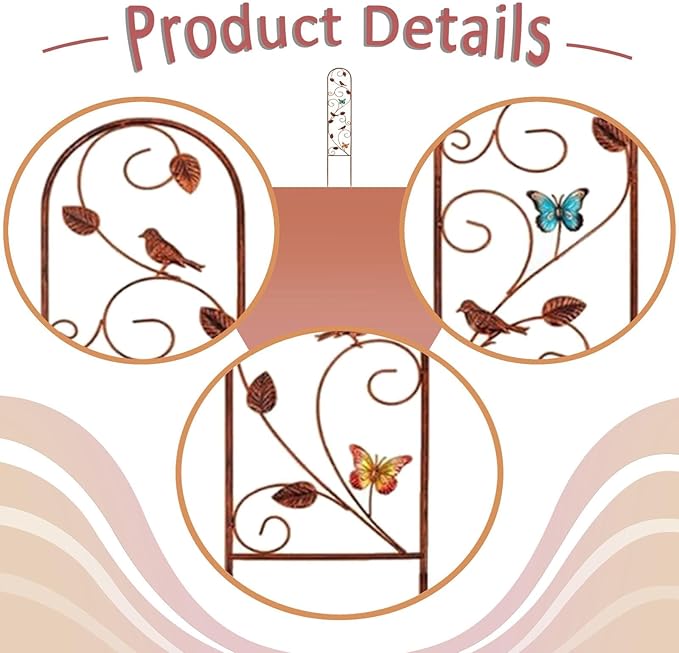 Garden Trellis for Climbing Plants Plant Support Versatile Iron Art Ornament Flower Rose Trellis for Lawn Yard