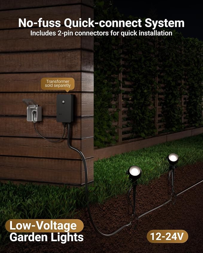 Sunco LED Low Voltage Spotlight Revolver Sphere Shaped Garden Landscape Lights Outdoor [Luces para Jardin] 4W 300 LM 3 CCT: 2700K/4000K/5000K Wet Rated ETL 60 Pack.