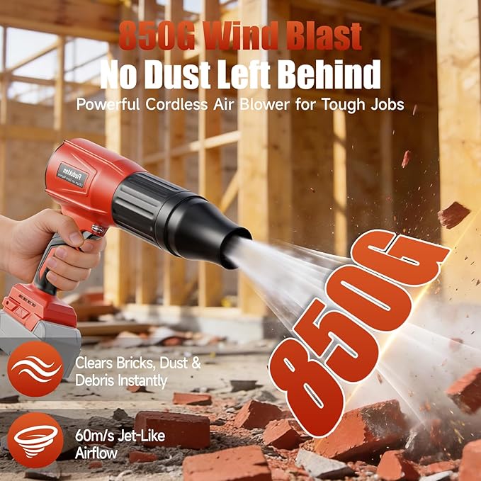 Cordless Leaf Blower Compatible with Milwaukee 18V Battery (Tool Only) 800000 RPM Brushless Turbo Jet Blower up to 60m/s Airflow Lightweight 1.5 lbs Handheld Dust Blower for Patio Lawn &amp Garag