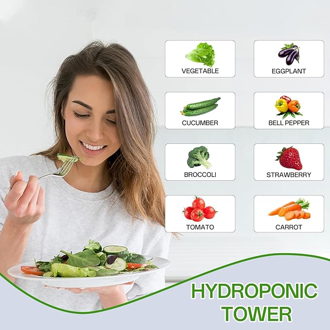 64 Pots Hydroponics Tower Growing System with Water Pump Planter Towers Hydroponic Towers Starter Kit Indoor/Outdoor Vertical for Strawberries Tomatoes Lettuce