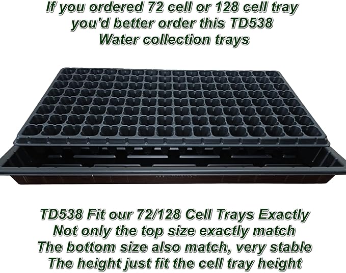 10Pcs 128 Cell Seed Starter Trays Thick Durable Nursery 128 Cell Plug Tray Seedling Flat Plastic Shallow Tray for TD538 1020 Trays (21.26 11.02 Deep 1.89) GGBQ128