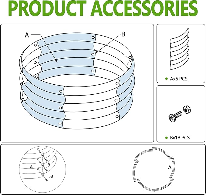 2PCS 2x2x1ft Galvanized Raised Garden Bed Kit-Round Garden Bed Outdoor Planter Box for VegetablesFlowersHerbsEasy AssemblySilver