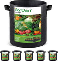 iGarden Grow Bags Tall15 Gallon Grow Pots 5 Pack with Handles Heavy Duty 320G Thickened Nonwoven Fabric Plant Bag for Vegetables Black