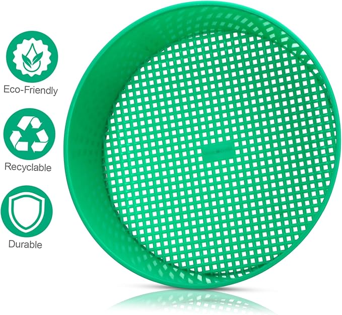 Yardwe 6pcs Plastic Garden Sieve Lightweight Mesh Riddle Tool for Compost and Soil Sifting Green Color for Gravel and Filtration Garden Balcony and Park