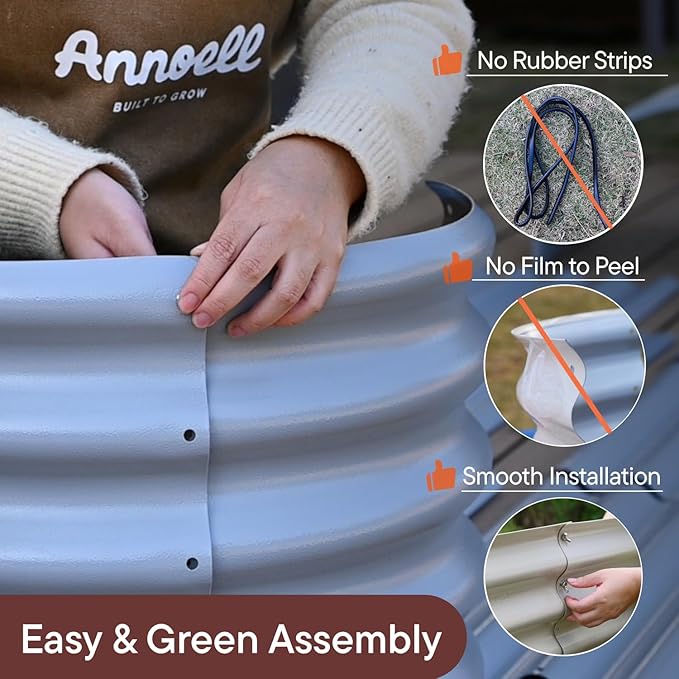 2-Pack L-Shaped Metal Raised Garden Bed 7x7x1.5 ft 18 Tall Galvanized Steel Corner Raised Garden Bed for Vegetables &amp Flowers Modular Outdoor Raised Planter Box - Brooklyn Grey