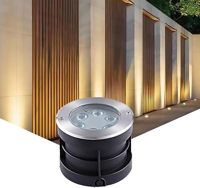 Outdoor Landscape Lights - LED Underground LightRound Recessed Spotlight IP67 Waterproof Tempered Glass Floor Light Thickened Integrated ABS Embedded ShellRed-9W