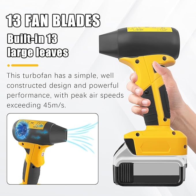 Mini Jet Blower Portable Violent Turbo Fan for Dewalt 20V Battery 4-Speed Wireless High Speed Fan for Computer Key Board CleaningHair DryingCampingOutdoorsCar (No Battery)