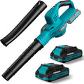 Leaf Blower Cordless - 21V Powerful Electric Leaf Blower with 2 Batteries and Charger 2 Speed Modes 2.0Ah Lightweight Battery Powered Leaf Blowers for Lawn Care Patio Dust Blowing Leaves