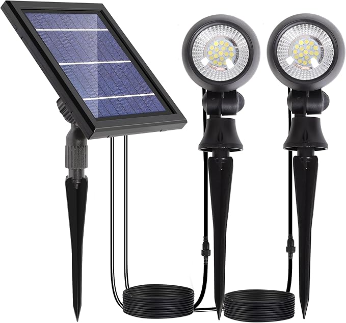 SUNLONG Solar Outdoor LightsSolar Spot Lights Outdoor Waterproof Solar Spotlight Landscaping for Yard Garden Flag Pathway Trees(Natural White)