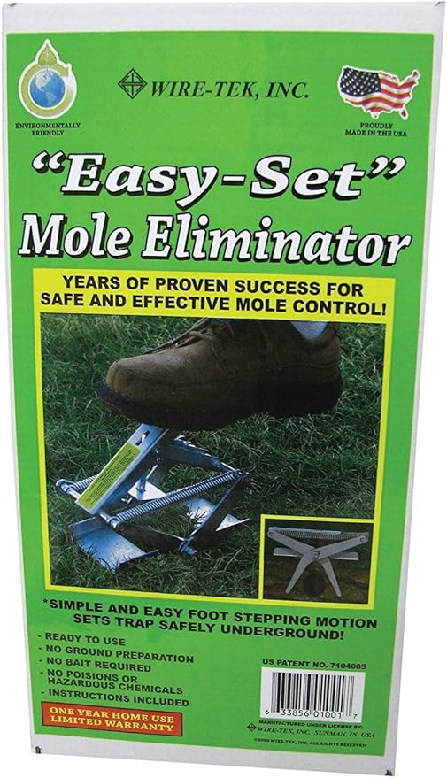 Wire Tek 1001 Easyset Mole Eliminator Trap (2 Pack) Mole Traps That Kill Best Scissor Mole Trap Mole Killer for Lawns Mole Traps for Lawns - MADE IN THE USA!!
