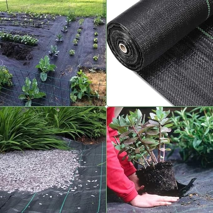 Heavy Duty Weed Barrier Fabric for Garden Landscaping - 10m-200m Long Black Polypropylene Ground Cover(0.6mx20m)