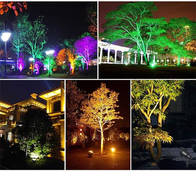 6W/12W/18W LED RGB Color Gradient Light Outdoor Waterproof Tree Spotlight Villa Community Park Landscape Ground Lights Garden Patio Aluminum Flood Light IP65 Fittings