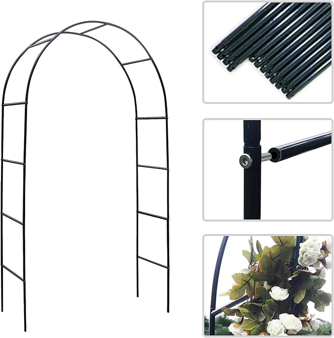 Metal Garden Arch Trellis Outdoor Adjustable Arbor Trellis for Garden Climbing Plants Support or Wedding Decor