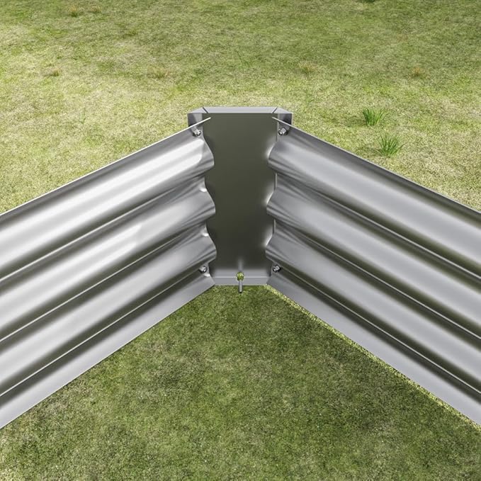Heavy-Duty Metal Raised Garden Bed for Outdoor Vegetable Herb and Flower Planting – Durable Galvanized Steel Planter Box (Silver with 8x4x1ft)