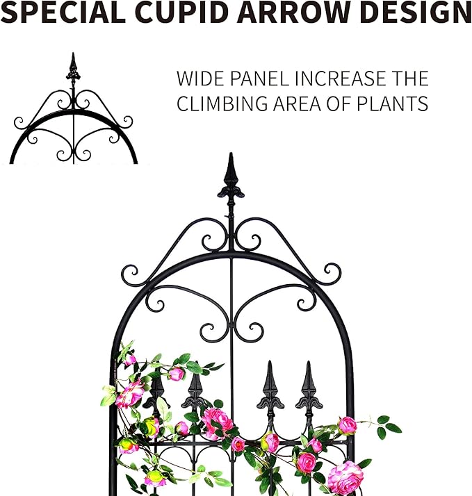 Garden Garden Trellises 86” x 21.7” for Climbing Plants 7.2FT Metal Iron Wire Vine Flower Trellis Perfect for Supporting Climbing Plants Outdoor Roses Vines Flowers and Vegetables