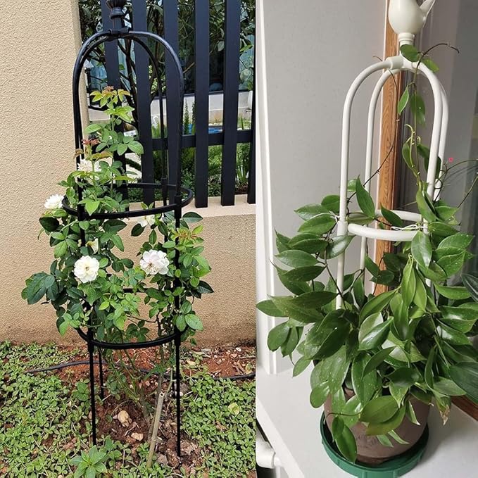 Obelisk Plant Tower Garden Trellis for Climbing Plants Flowers Stand Rose Vines Trellis for Outdoor &amp Indoor Garden Obelisk(White40x125cm/15.7x49in)
