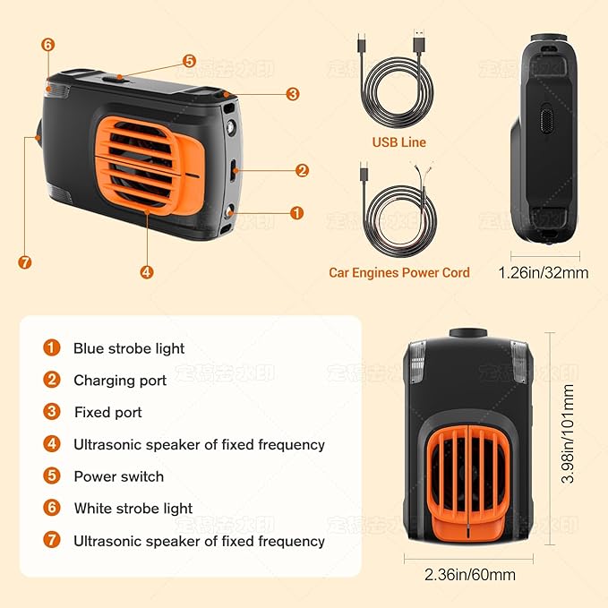 Effective Ultrasonic Rodent Repellent for underhood car Engines for House Garage Kitchen Attic 2 Pack Rodent Mice Rat Repellent Plug in Electronic Rat Pest Deterrent with 4 Strobe Lights