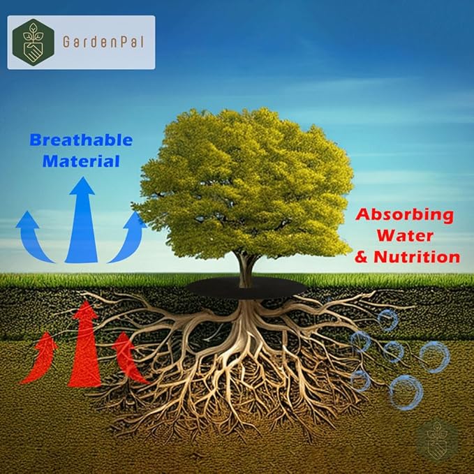 GardenPal 10-Pack 24.4inch Non-Woven Tree Ring Weed Barrier Fabric Degradable &amp Reusable Tree Mulch Ring for Landscaping Weed Control Root Protection Tree Protector Mat Reusable Tree Weed Barr