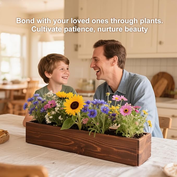 Herbsy 5 Indoor Flower Growing Kit Complete Planting Starter Set with Sunflower Zinnia Marigold Cosmos Cornflower Seeds Unique Birthday and Christmas Gifts for Women Men Plant Lovers