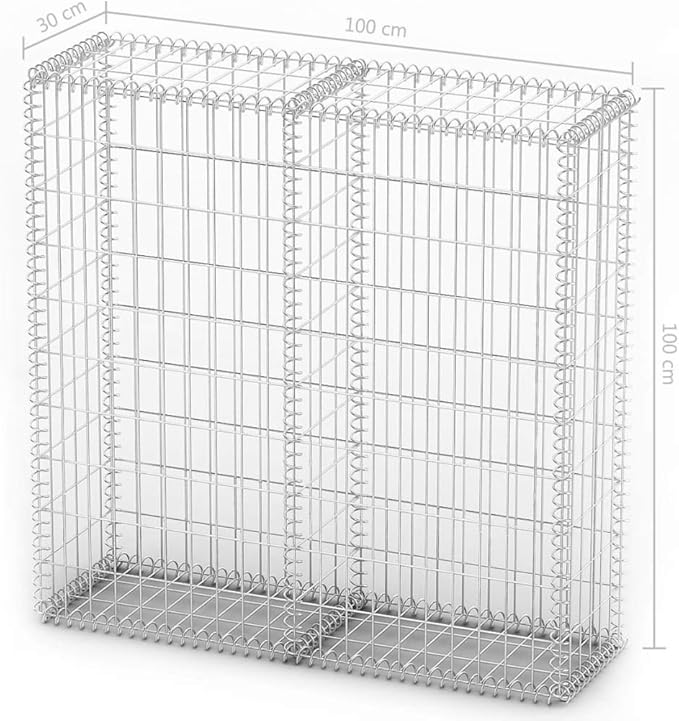 Gabion Basket with Lids Galvanized Wire 39.4x39.4x11.8 Gabion Raised Bed Gabion Cages Basket Steel Woven Gabion Net for Backyard Garden -AA