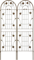 2/4 Pack Metal Garden Trellis for Climbing Plants Outdoor Flower Support Plant Trellis for Roses Vines Vegetables Patio Decor Practical(Brown2 Pack)
