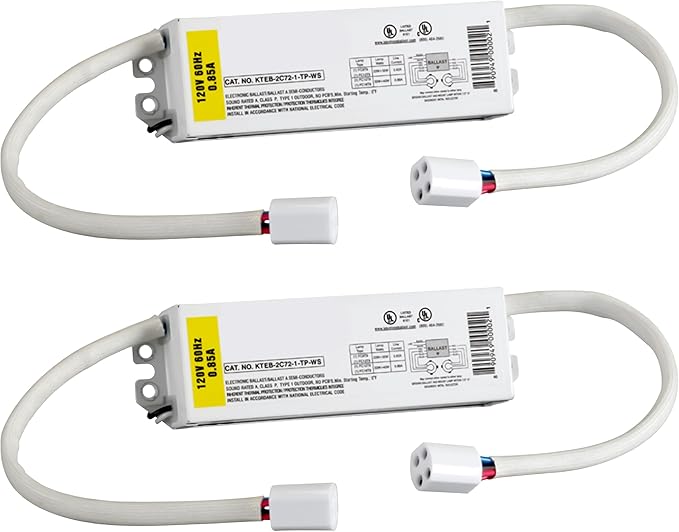 Replacement for Keystone KTEB-2C72-1-TP-WS 2 Lamp Circline Electronic Fluorescent Ballast with Normal Light Output | 120V Input with Rapid Start Operation | 0.80 Ballast Factor UL-Approved |Pack of 2