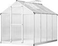 Outsunny 8' x 6' Greenhouse for Outdoors Polycarbonate Greenhouse with Rain Gutter and Roof Vent Aluminum Walk-in Green Houses for Outside Patio Backyard Garden