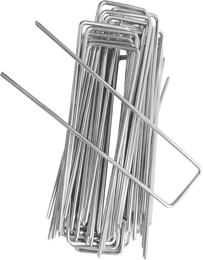 50 Pack 6 Inch Landscape Staples Galvanized Landscape Fabric Staples Anti-Rust Garden Stakes Landscaping Staples for Weed Fabric BarrierGround Cover Festival DecorationsFence