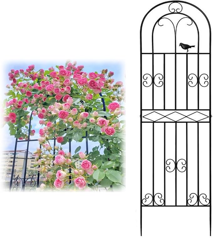 Bird Design Garden Trellis Metal Wall Climbing Plant Support Trellis Frame for Garden Climbing Vines Flowers Black/White(White180cm/70.9in)
