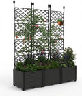 3PCS Modular Raised Garden Bed Planter Box Kit with Metal Trellis – Vertical Garden Lattice for Climbing Plants Vegetables Flowers – Outdoor Patio Privacy Screen for Balcony Deck Small Spaces –