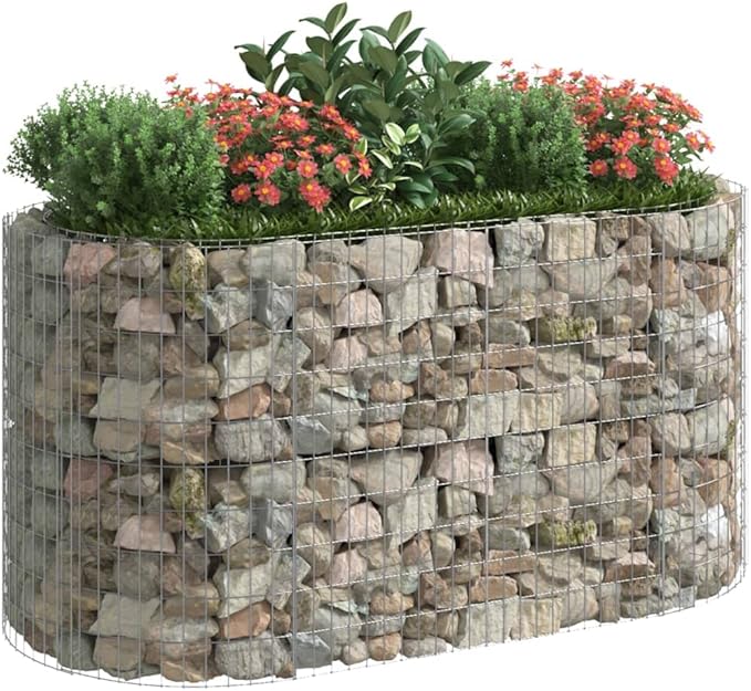 Gabion Raised Bed Galvanized IronRaised Flower BedsGardening PlantersMultifunctional Raised BedPlant Privacy FenceGreenhouse Planterfor GardensPatiosalconiesTerraces78.7x39.4x39.4