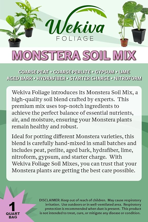 Monstera Growing Soil Mix – 20 Quarts - Custom Soil Blend – Potting Mix for Monstera Plants – Specially Developed by and for Professional Nursery Growers - Nutrient-Rich Formula