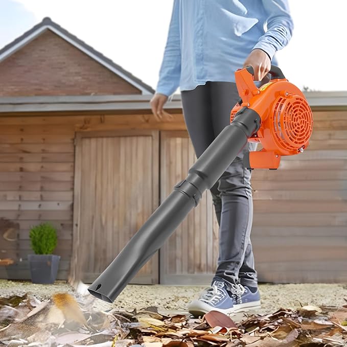 26CC Leaf Blower 2 Stroke Handheld Leaf Blower Gas Powered Leaf Blower 360CFM Air Volume Gas Blower Leaf Ideal for Lawn Care Snow Removal and Road Cleaning - Orange