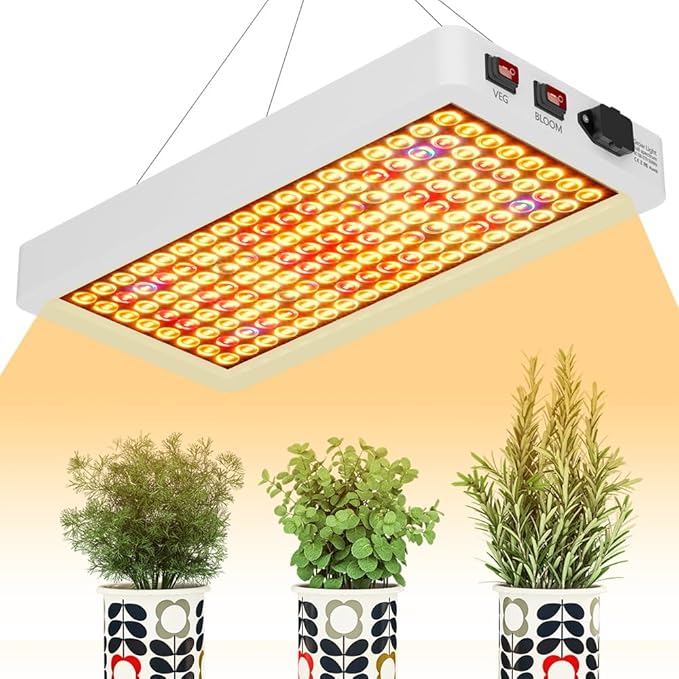 800W Full Spectrum Grow Plant Light Bloom/Veg 2Modes Dimmable Planting Fill Lamp 110V Greenhouse Tent Hydroponic Flower Vegs Succulent Potted Fruit Seeds UV/IR Cultivation Lighting with Hook US Plug