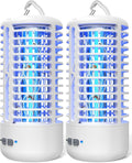 Rechargeable Bug Zapper（2 Pack） Portable Electric Mosquito Killer for Indoor &amp Outdoor Fly Trap for Camping Patio Garden Kitchen and Porch(White)