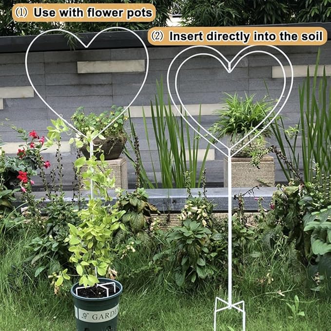 LTSRLL Indoor/Outdoor Pot Trellis Three-Dimensional Heart-Shaped Garden Trellis for Climbing Plants 104cm/40.9 High Small Hoya Plant Support(Black)