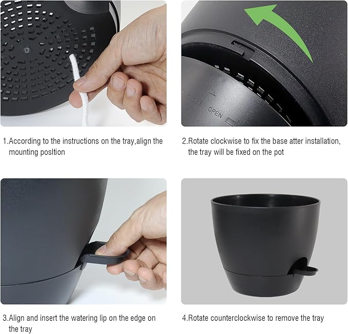 Large Self Watering Pots 12/10/9 Plastic Planters with High Drainage Holes and Deep Reservoir for Indoor Outdoor Garden Plants and Flowers Black