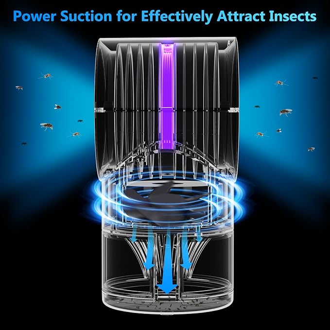 Fly Trap IndoorFruit Fly Traps for Indoors Mosquito Trap Indoor Insect Trap with Suction Time Setting Bug Light &amp 10 Pcs Sticky Glue Boards (White)