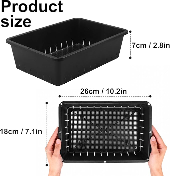 25 Pack Seed Starter Trays 10 x 7 inches Microgreens Growing Trays with Mesh Bottom for Germination Hydroponic &amp Sprouting Plant Trays for Garden Wheatgrass